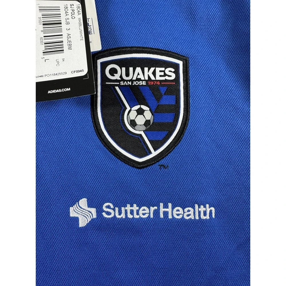 NEW ADIDAS MLS San Jose Quakes Coaches Polo Shirt Mens Large Climalite Blue